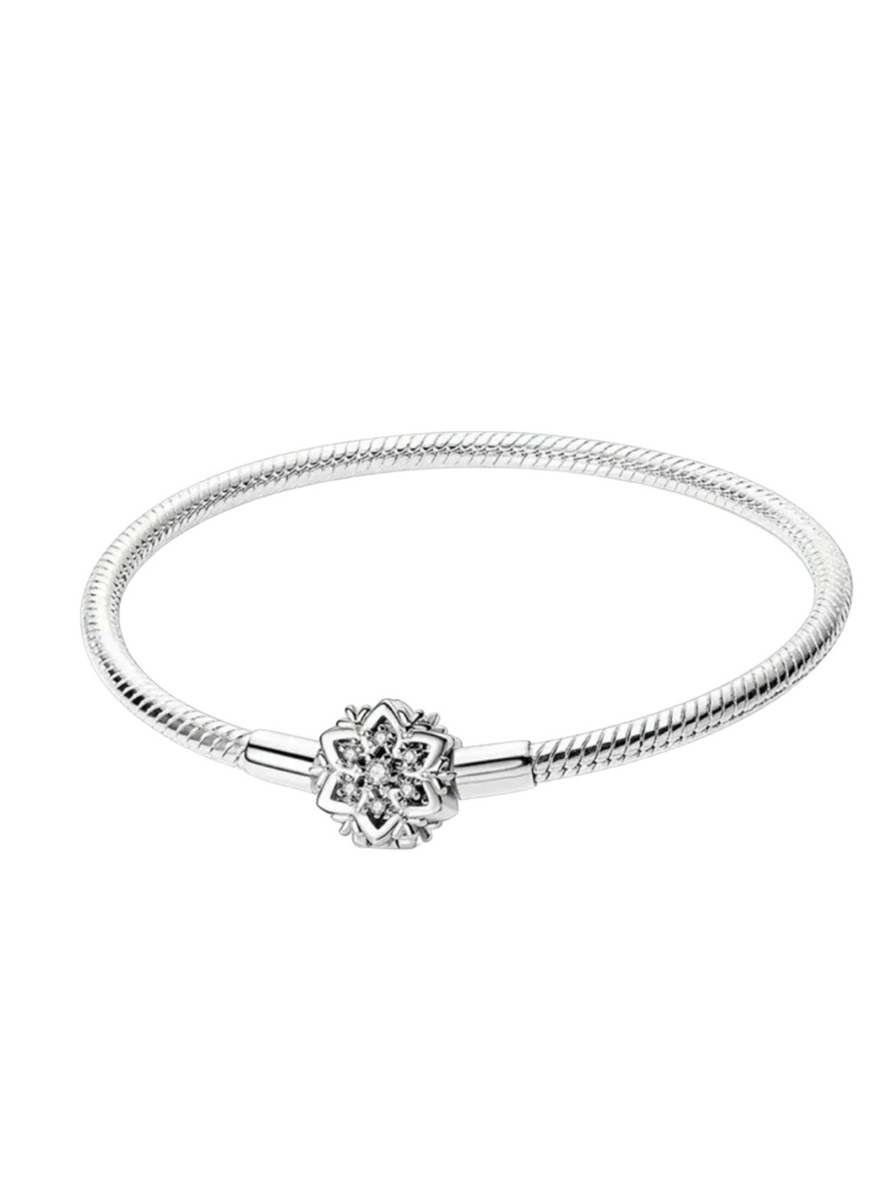 925 Snowflake Charm Bracelet With Sparkling Snowflake Sterling -Various Sizes